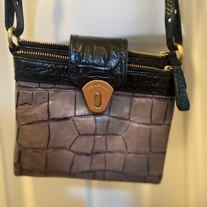 Beautiful compact Brahmin crossbody designer bag.  Elegant embossed leather.